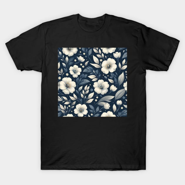 White Flowers T-Shirt by Jenni Arts